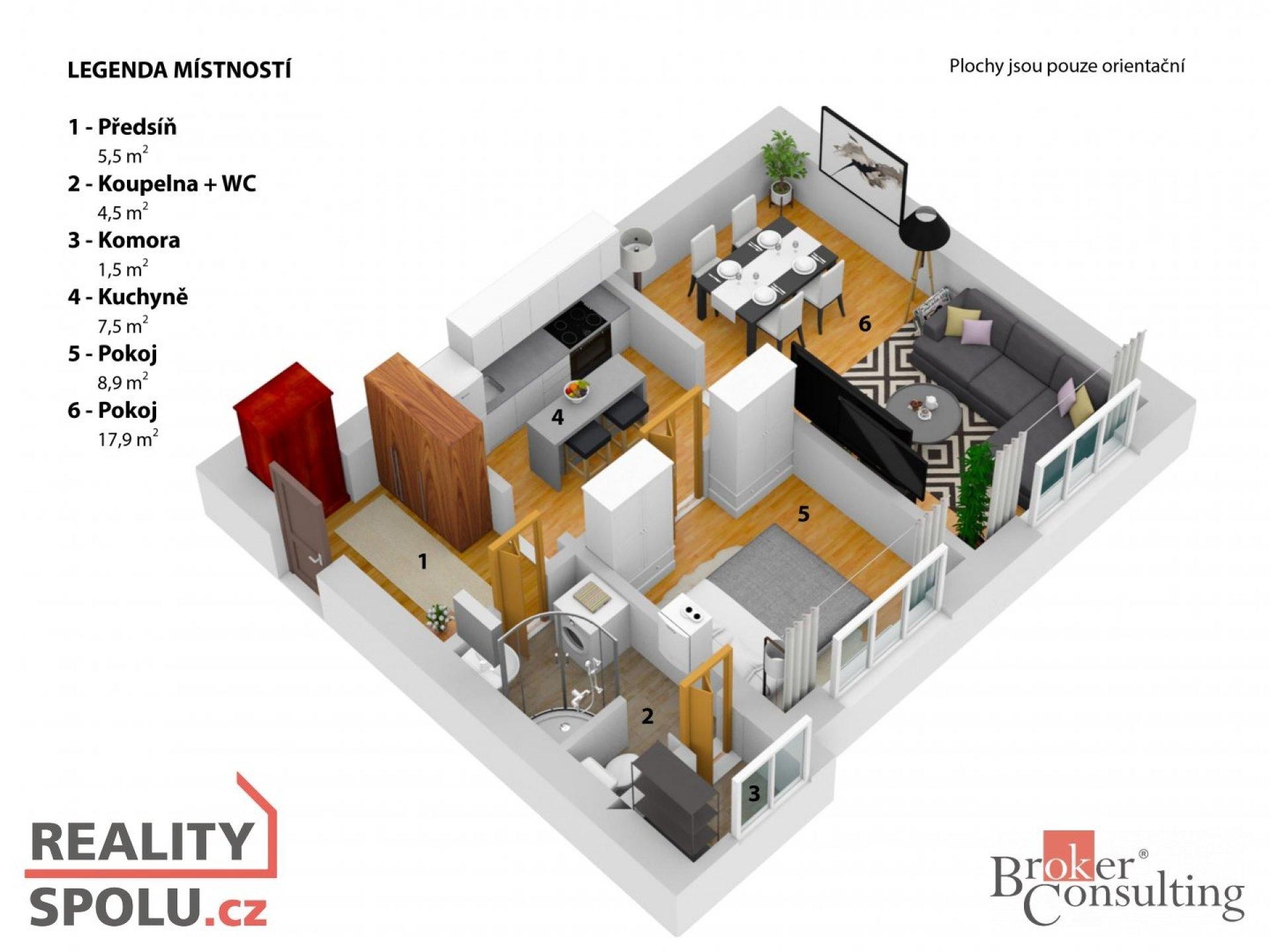 Prodej, Byty 1+1, 53 m2 -